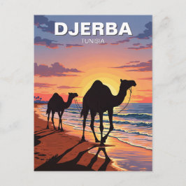 Kameel op Djerba-eiland Tunesië Reisansichtkaart Briefkaart