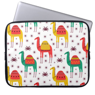Kameel platte kleur, decoratief patroon. laptop sleeve