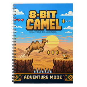Kameel, Retro 8-Bit Pixel Art Notitieboek