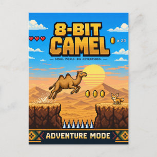 Kameel, Retro 8-Bit Pixelkunst Briefkaart