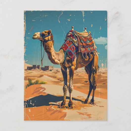  kameel retro woestijn decoupage briefkaart (Voorkant)