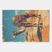 kameel retro woestijn decoupage inpakpapier vel (Voorkant 2)