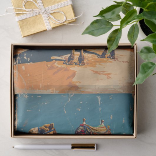 kameel retro woestijn decoupage tissuepapier (Geschenk)
