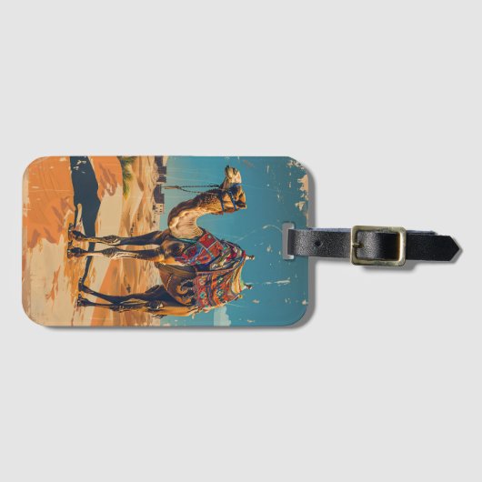  kameel retro woestijnkunstwerk bagagelabel (Voorkant (horizontaal))