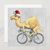 Kameel Rijden op een fiets in Santa Hat Feestdagenkaart (Voorkant / Achterkant)