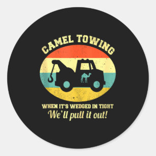 Kameel slepen Retro Volwassenen Humor Spreuk Grapp Ronde Sticker