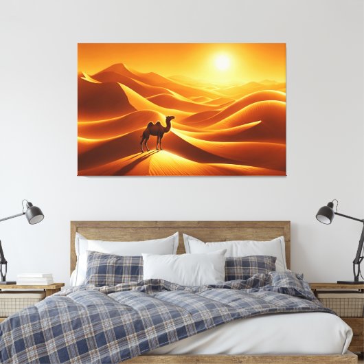 Kameel woestijn zand zon geel dier Egypte kunst Canvas Afdruk (Insitu (Slaapkamer))