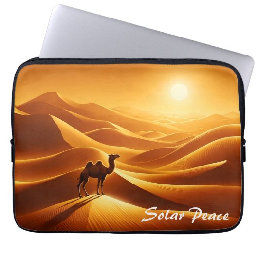 Kameel woestijn zand zon geel dier Egypte kunst Laptop Sleeve (Voorkant)
