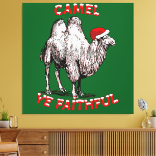 Kameel Ye Getrouwe Leuke Puntige Vakantiedesign Canvas Afdruk