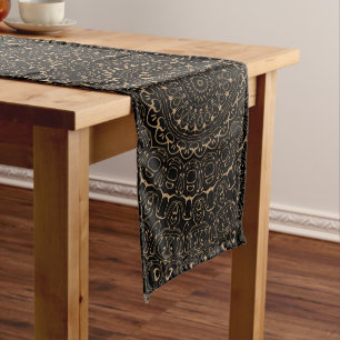 Kameelbruine Mandala met Elegante Symmetrie Lange Tafelloper