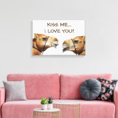 Kameels Zoenen Grappige Gewikkelde Canvas Afdruk (Insitu (Woonkamer))