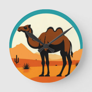 Kameelsilhouet in woestijn zonsondergang landschap ronde klok