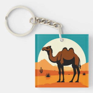 Kameelsilhouet in woestijn zonsondergang landschap sleutelhanger