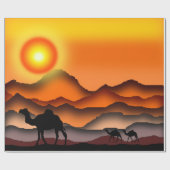 kamelen bij zonnewoestijnverdampingspapier cadeaupapier (Vlak)