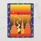 Kamelen buiten de stad briefkaart (Voorkant)