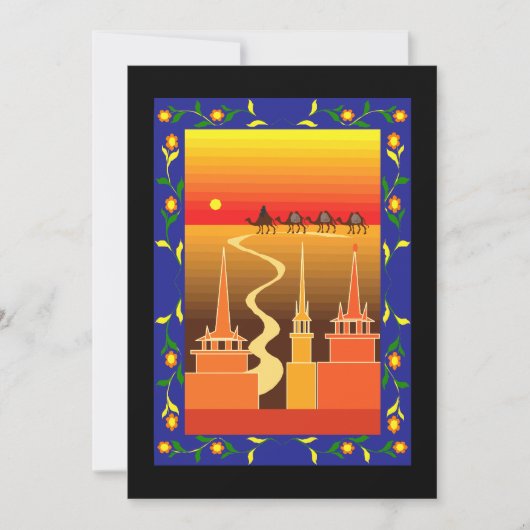 Kamelen buiten de stad kaart (Voorkant)