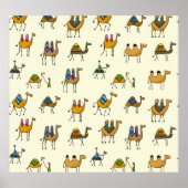 Kamelen Caravan Decoratief Naadloos Patroon Poster (Voorkant)