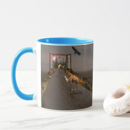 kamelen die naar Wonderland lopen, Mok (Met donut)