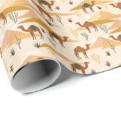 Kamelen Duinen Cactussen: Naadloze woestijn Cadeaupapier (Rol Hoek)