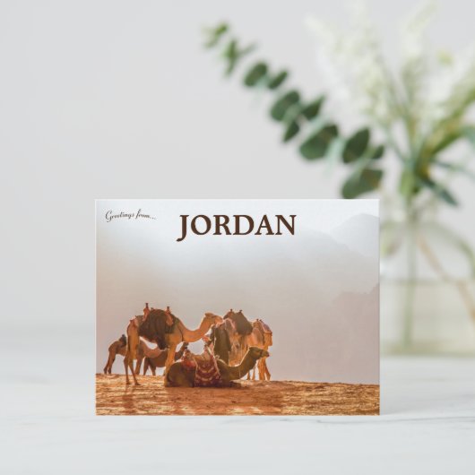 Kamelen in de woestijn in Jordanië Briefkaart (Staand voorkant)
