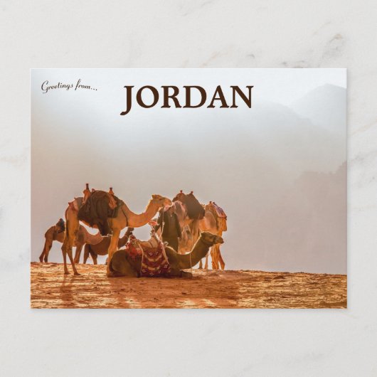 Kamelen in de woestijn in Jordanië Briefkaart (Voorkant)