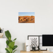 Kamelen in de woestijn van Oman Poster (Thuiskantoor)