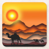 kamelen in Onderzetter met woestijn-soennitisch so (Voorkant)