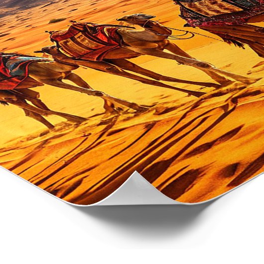 Kamelen karavaan in de woestijn poster (Hoek)