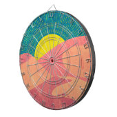 Kamelen kruisen zandduin in woestijn dartbord (Voorkant Rechts)