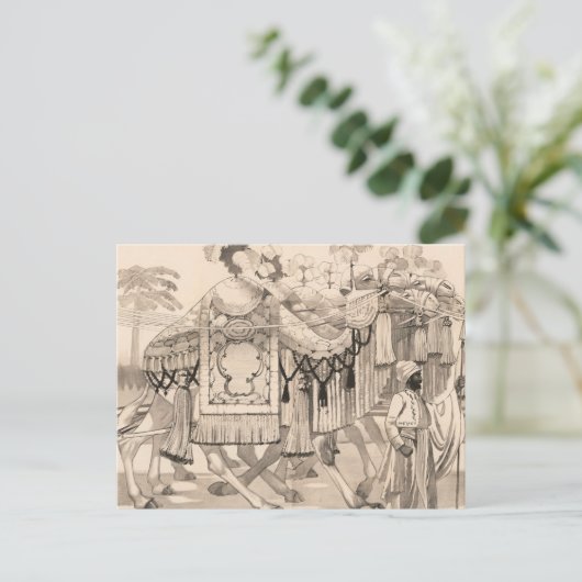 Kamelen lopen gekleed in kostuum briefkaart (Staand voorkant)