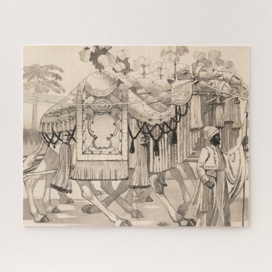 Kamelen lopen gekleed in kostuum legpuzzel (Horizontaal)