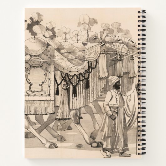 Kamelen lopen gekleed in kostuum notitieboek (Achterkant)