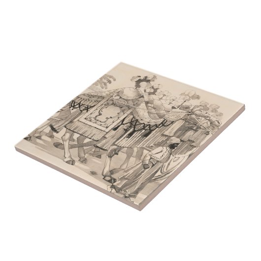 Kamelen lopen gekleed in kostuum tegeltje (Zijkant)