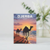 Kamelen op Djerba Island Tunesië Travel Briefkaart (Staand voorkant)