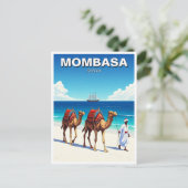 Kamelen op het strand in Mombasa, Kenia Briefkaart (Staand voorkant)