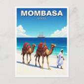 Kamelen op het strand in Mombasa, Kenia Briefkaart (Voorkant)