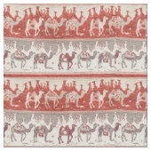  kamelen, treindruk en kamelenpatroon stof (Close Up)