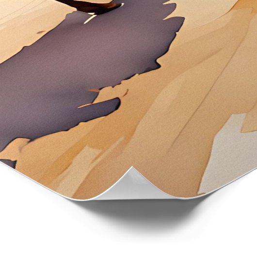 Kamelenkaravaan in de woestijn, Boho Travel Landsc Poster (Hoek)