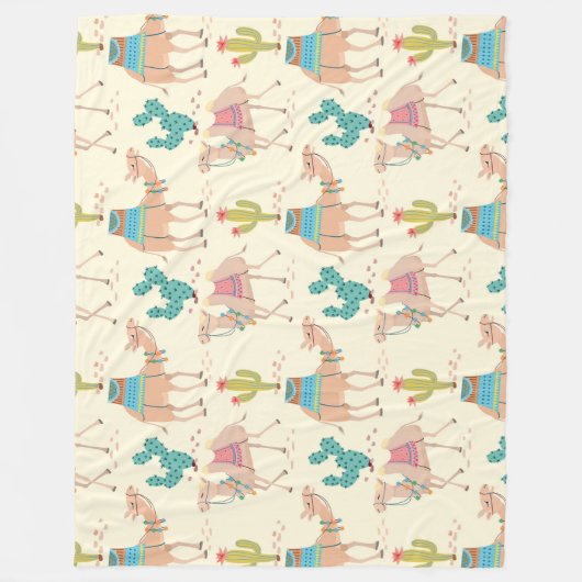 kamelenpatroon, cactus-patroon, woestijnafdruk fleece deken (Voorkant)