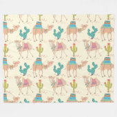 kamelenpatroon, cactus-patroon, woestijnafdruk fleece deken (Voorkant (Horizontaal))