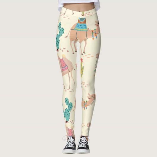 kamelenpatroon, cactus-patroon, woestijnafdruk leggings (Voorkant)