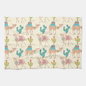 kamelenpatroon, cactus-patroon, woestijnafdruk theedoek (Horizontaal)