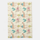 kamelenpatroon, cactus-patroon, woestijnafdruk theedoek (Verticaal)