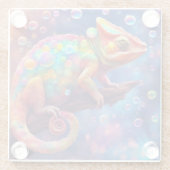 Kameleon 2 bubbels glazen onderzetter (Achterkant)