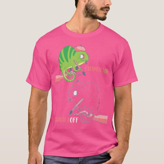 Kameleon Dier met kleuren Grappige Cham T-shirt (Voorkant)