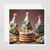 Kameleon feestbeesten, kameleon verjaardagsuitnodi kaart (Voorkant / Achterkant)