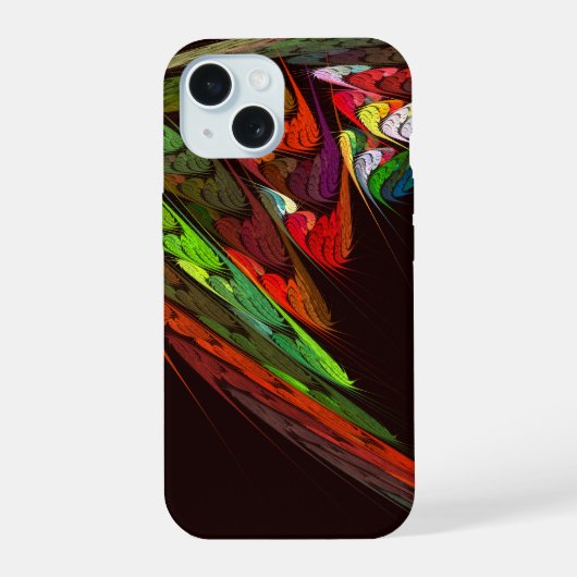 Kameleon Fractale Abstracte Kunst in Levendige Bew iPhone 15 Case (Achterkant)