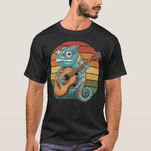 Kameleon Gitaar Spelend Vintage Gitaar Retro Rock T-shirt