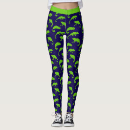 Kameleon groen en blauw patroon leggings