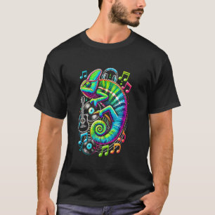 Kameleon Hagedis Kleurrijke Muzieknoten Komma Anim T-shirt